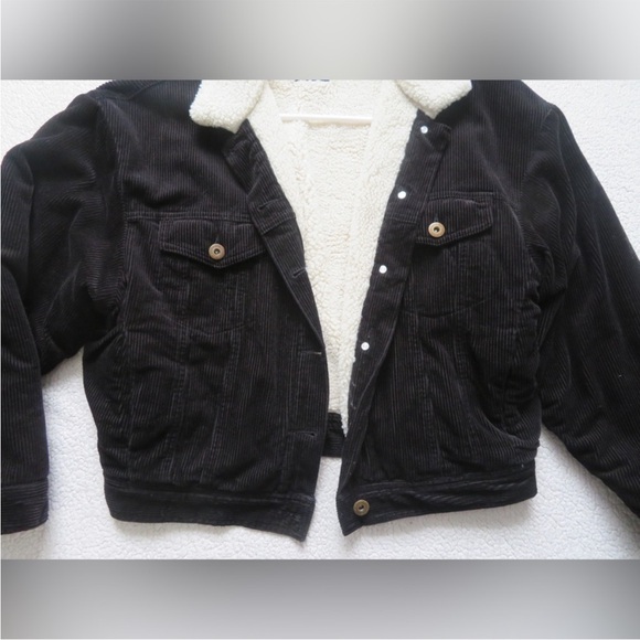 COTTON ON Sherpa Corduroy Black & White Chunky Fall Winter Jacket 8 - Picture 5 of 8